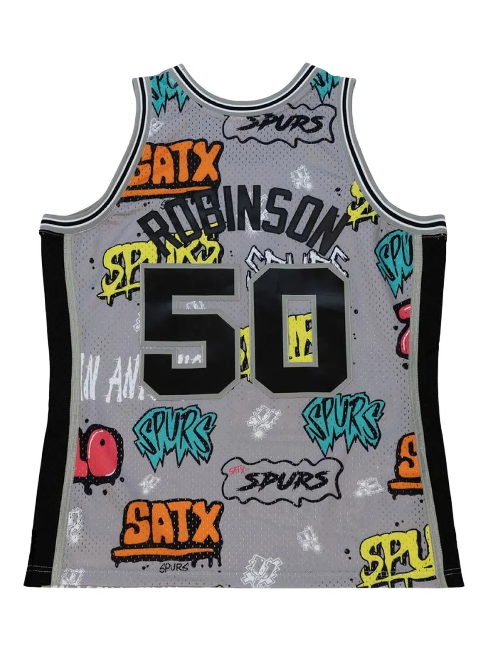 Mitchell & Ness Slap Sticker Swingman NBA Spurs 1998 David Robinson t-shirt - Grijs