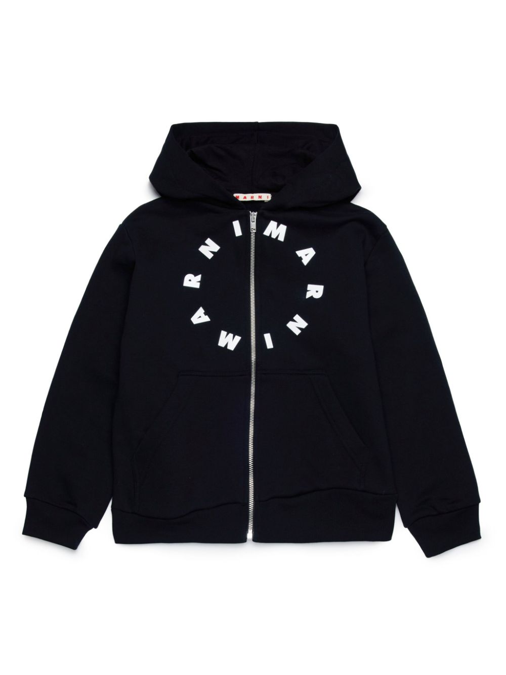 Marni Kids' Logo-print Cotton Zipped Hoodie In Black