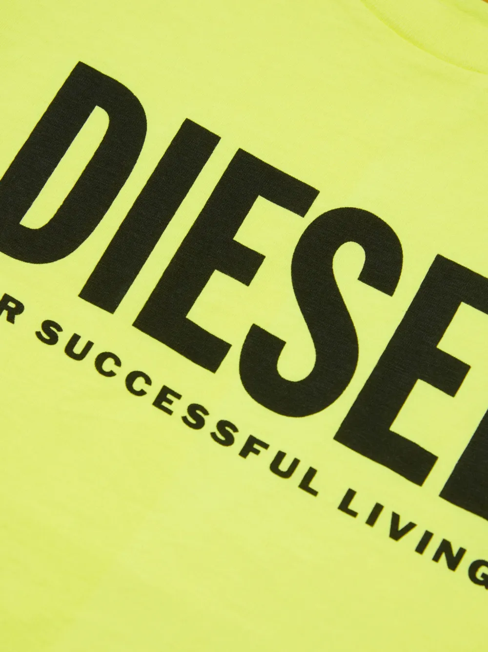 Shop Diesel Logo-print Cotton T-shirt In Yellow