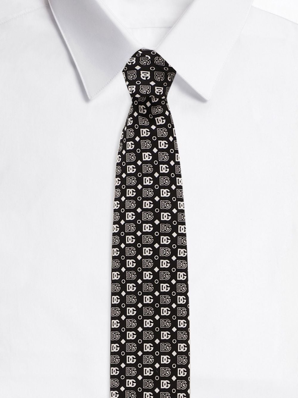 Dolce & Gabbana Zijden stropdas met logo jacquard Zwart