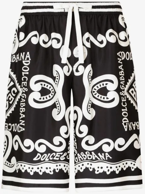 Dolce & Gabbana Shorts aus Seide mit Logo-Print 