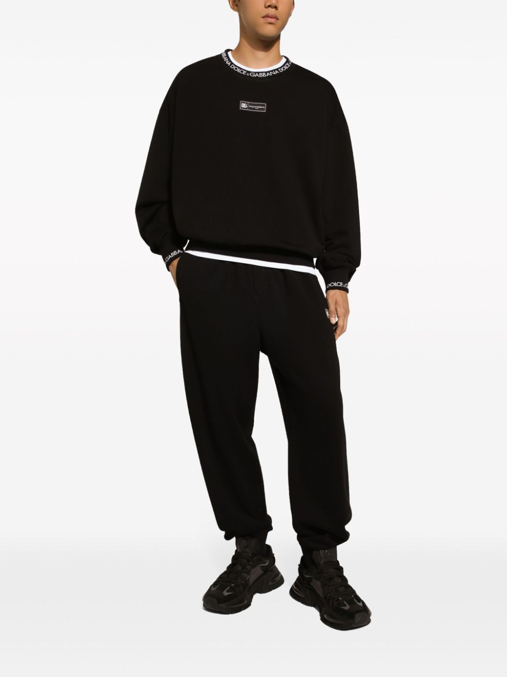 Shop Dolce & Gabbana Logo-waistband Drawstring Track Pants In Black