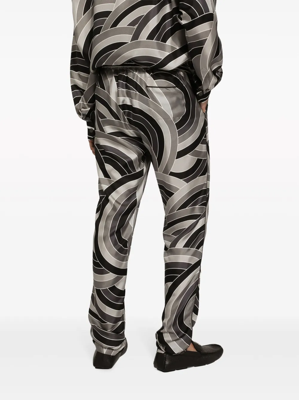 Dolce & Gabbana Geometric-print Silk Pijama Trousers In Green