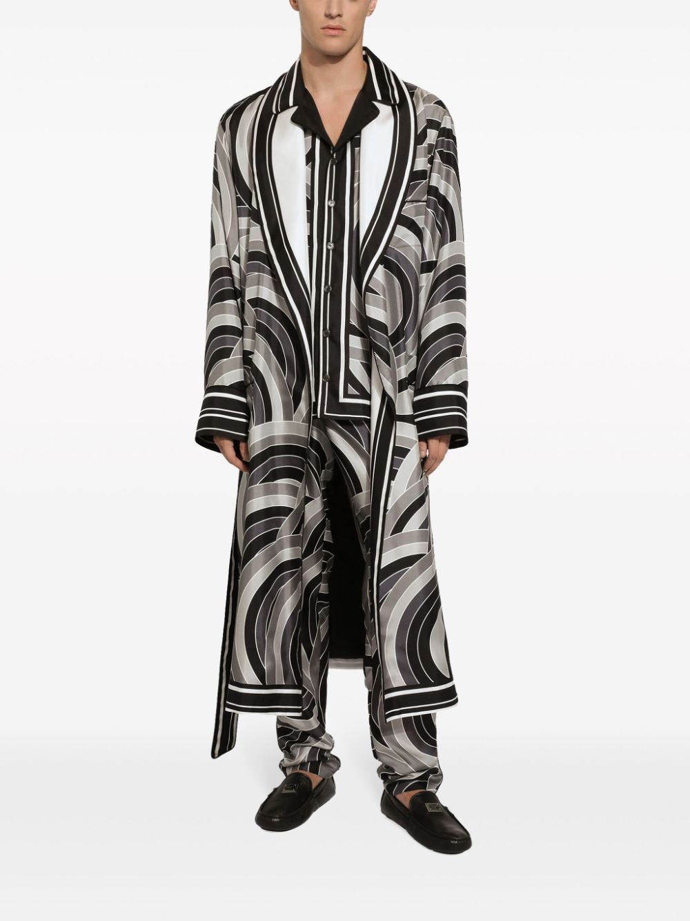 Shop Dolce & Gabbana Geometric-print Silk Pijama Trousers In Green