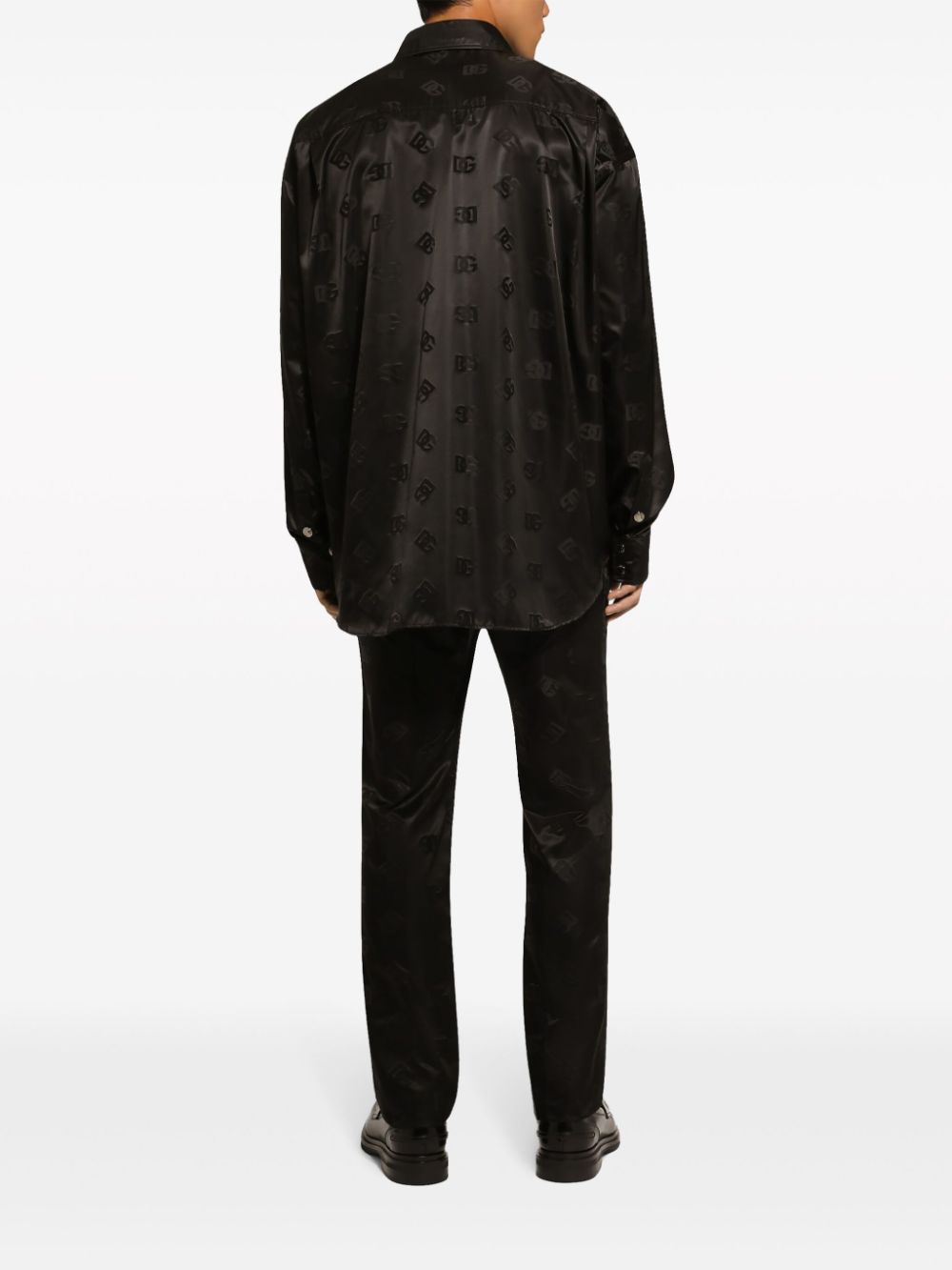Shop Dolce & Gabbana Monogram-jacquard Tapered-leg Trousers In Black