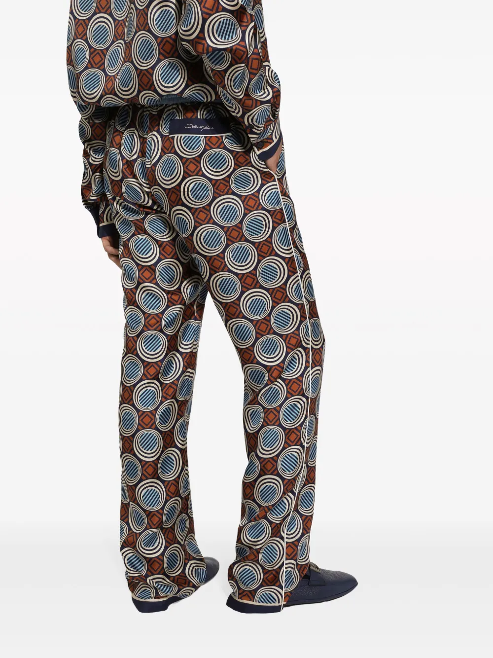 Shop Dolce & Gabbana Geometric-print Silk Pijama Trousers In Red