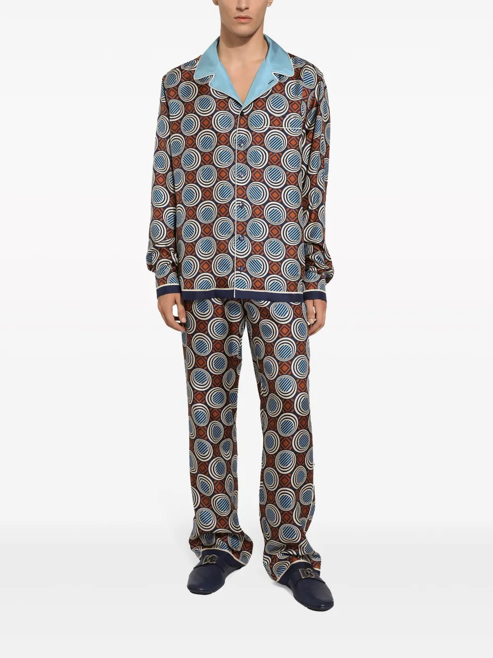 Dolce & Gabbana Zijden pyjamabroek met geometrische print Rood