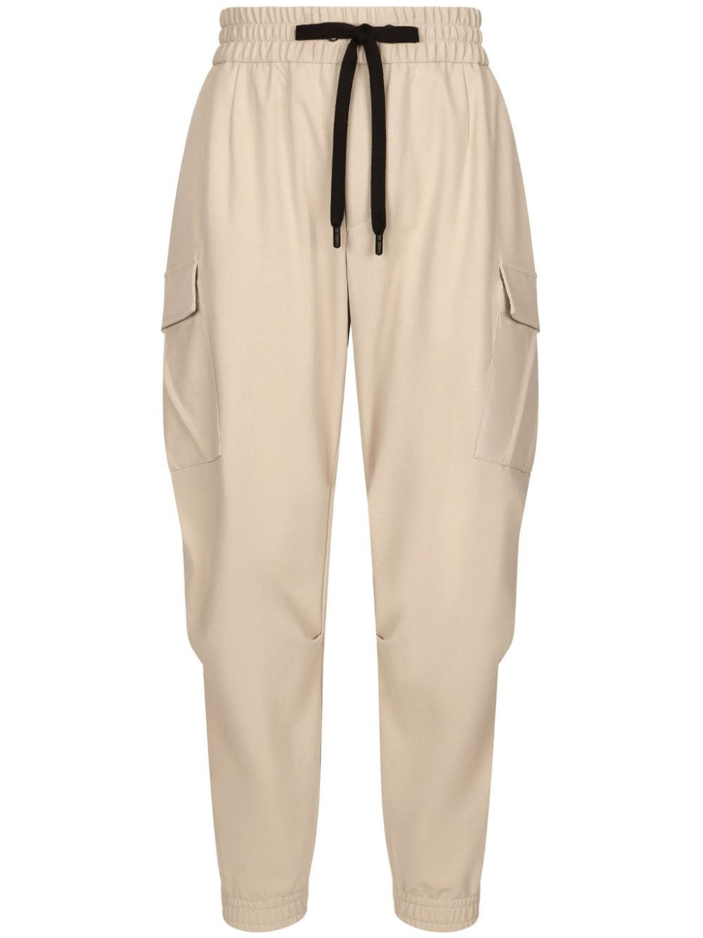 Dolce & Gabbana Logo-patch Drawstring Track Pants In Neutrals