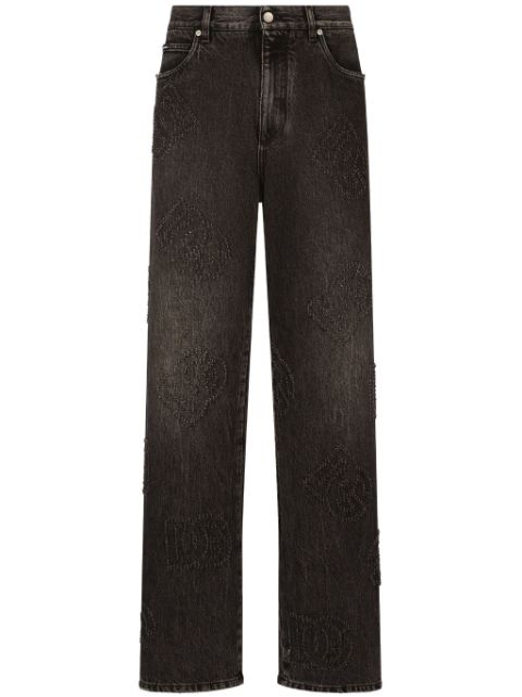 Dolce & Gabbana logo-embroidered straight-leg jeans Men