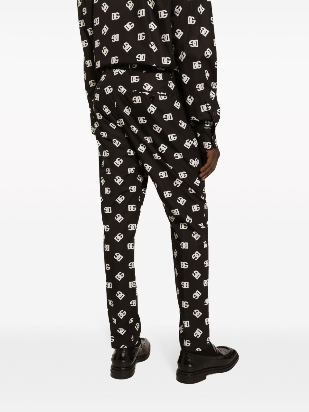 Shop Dolce & Gabbana Logo-print Cotton Trousers In Black