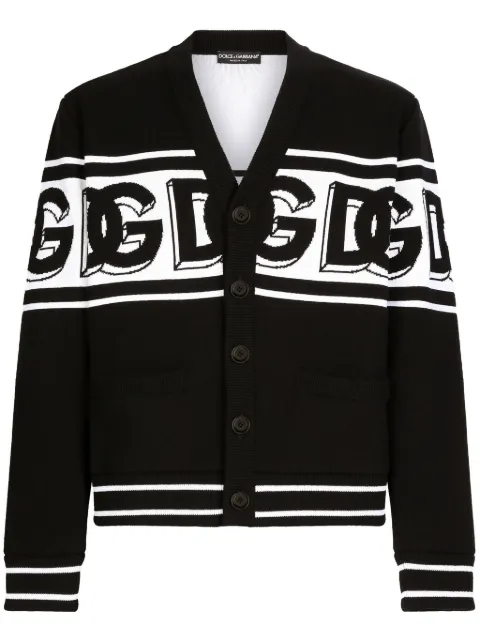 Dolce & Gabbana logo-intarsia V-neck cardigan
