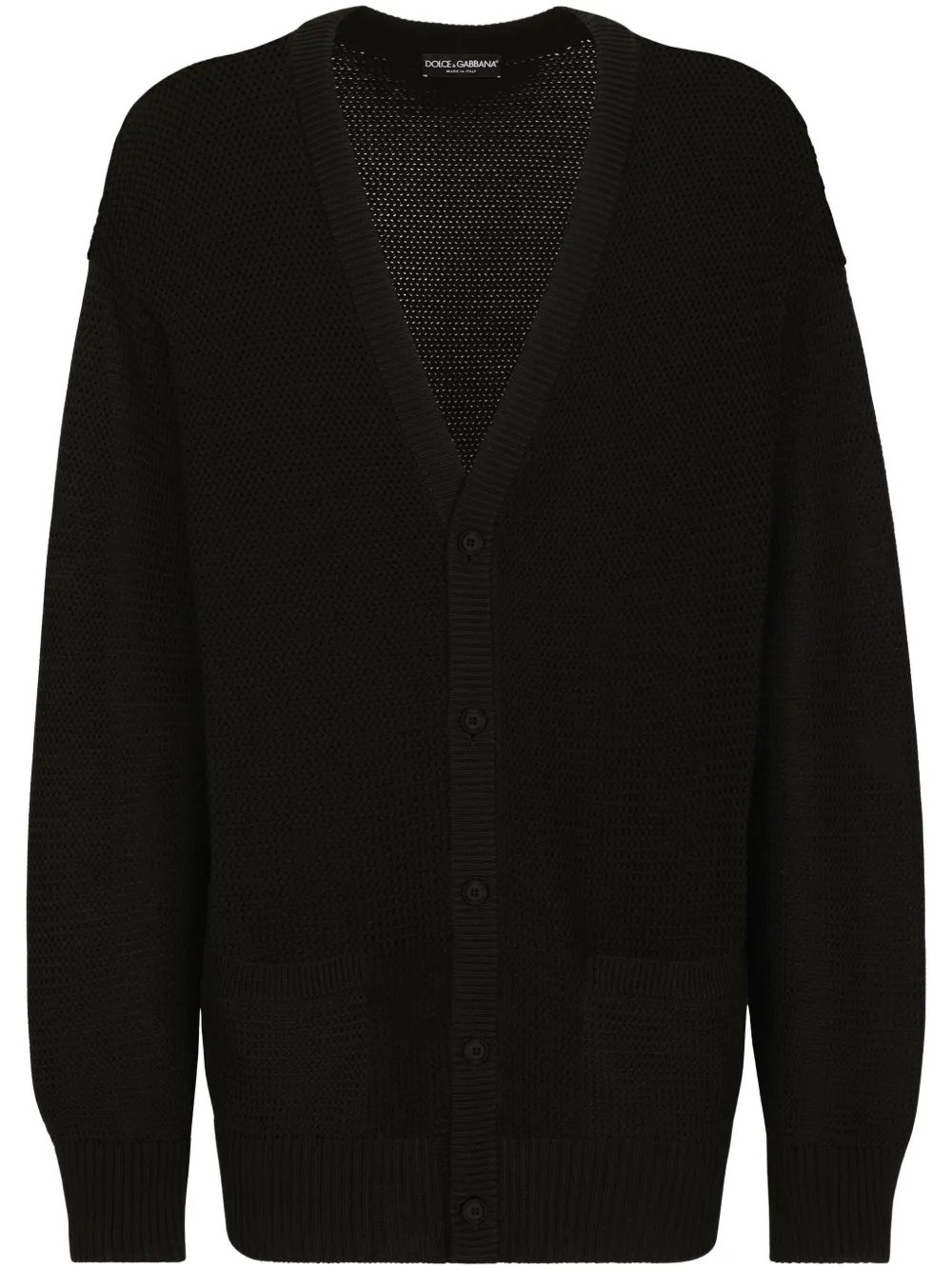 Shop Dolce & Gabbana V-neck Cotton Cardigan In Black