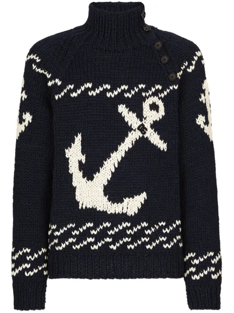 Dolce & Gabbana patterned intarsia-knit cotton-blend jumper