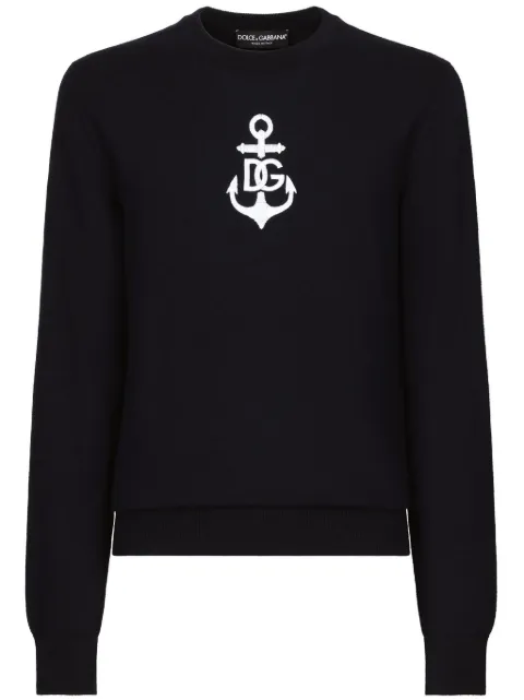 Dolce & Gabbana logo-embroidered virgin wool jumper