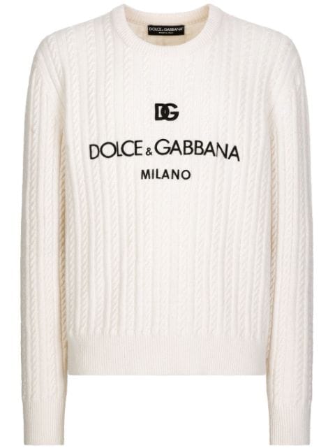 Dolce & Gabbana crew-neck cable-knit jumper