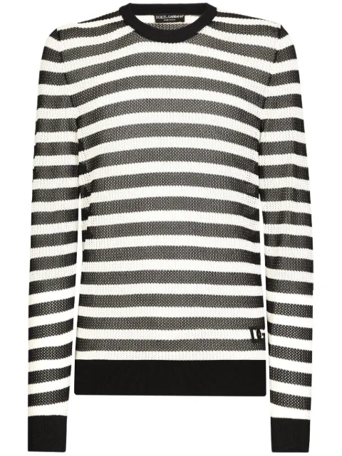 Dolce & Gabbana logo-embroidered striped jumper