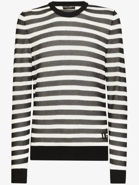 Dolce & Gabbana logo-embroidered striped jumper
