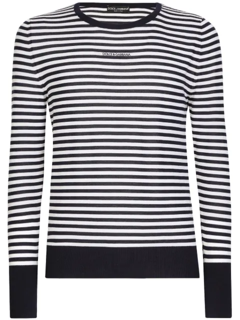 Dolce & Gabbana logo-embroidered striped jumper