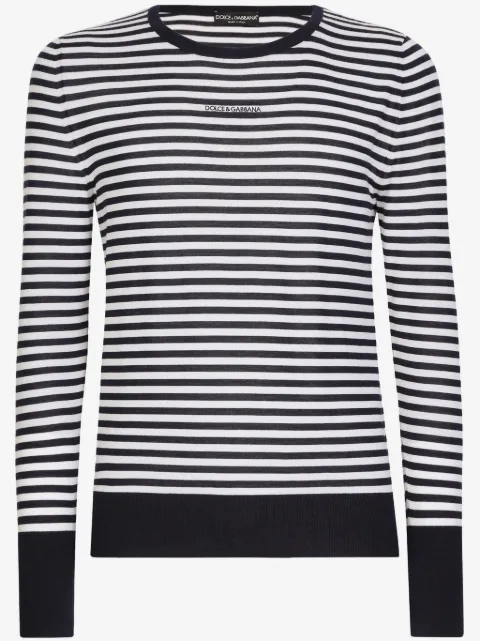 Dolce & Gabbana logo-embroidered striped jumper