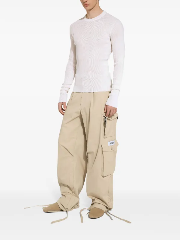 Dolce & Gabbana Ribbed Silk Crew Neck Jumper | White | FARFETCH