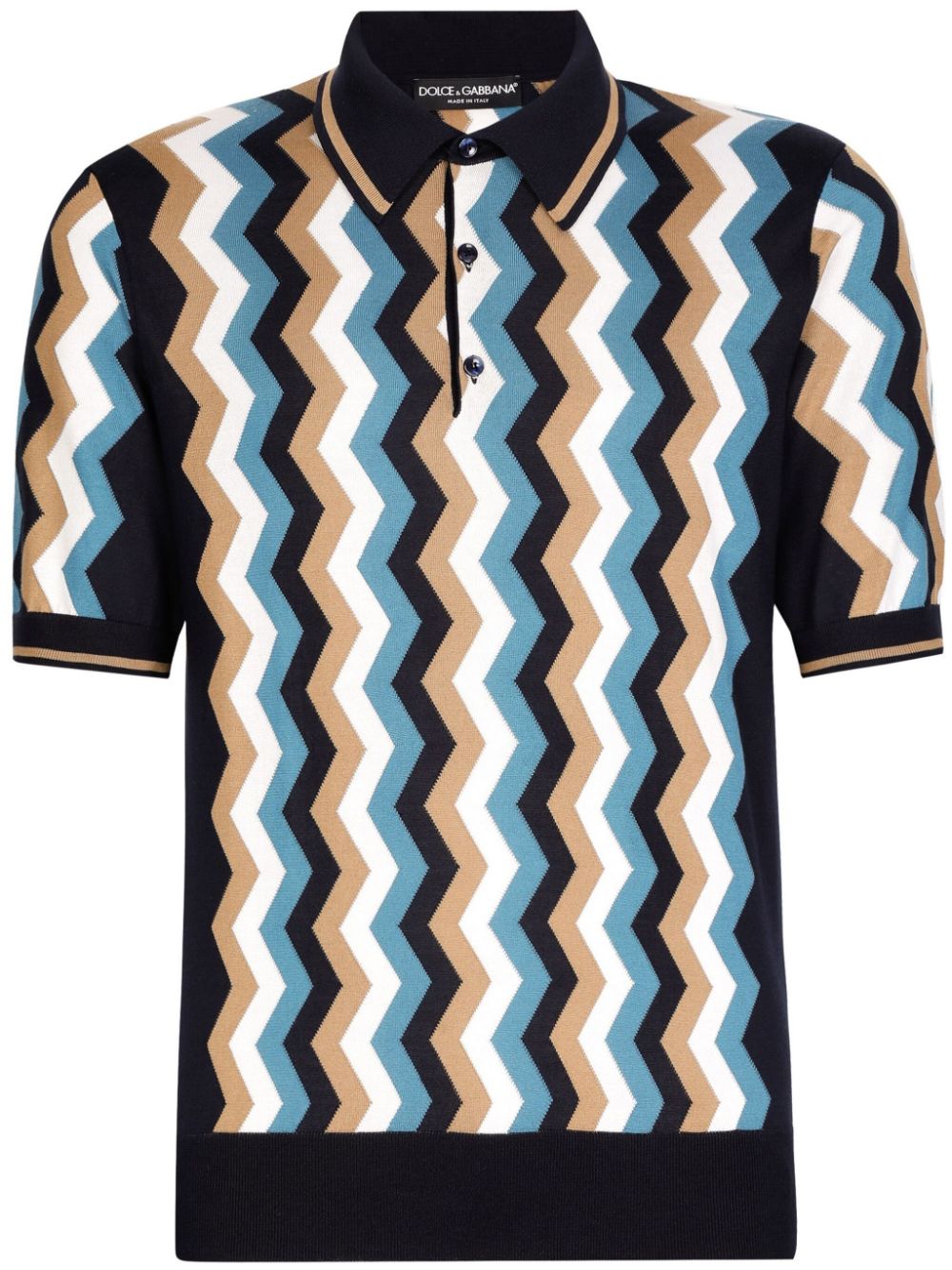 Dolce & Gabbana Poloshirt met zigzag-print Blauw