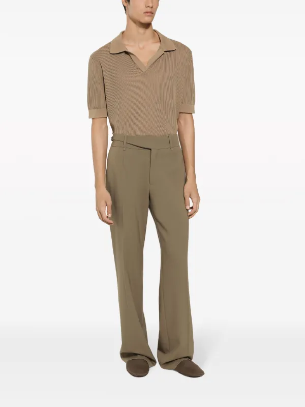 Dolce & Gabbana ribbed-knit Cotton Polo Shirt | Brown | FARFETCH