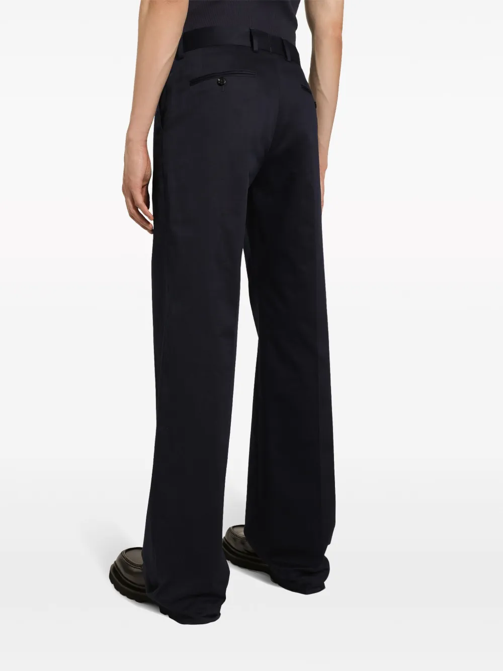 Shop Dolce & Gabbana Straight-leg Cotton Trousers In Blue