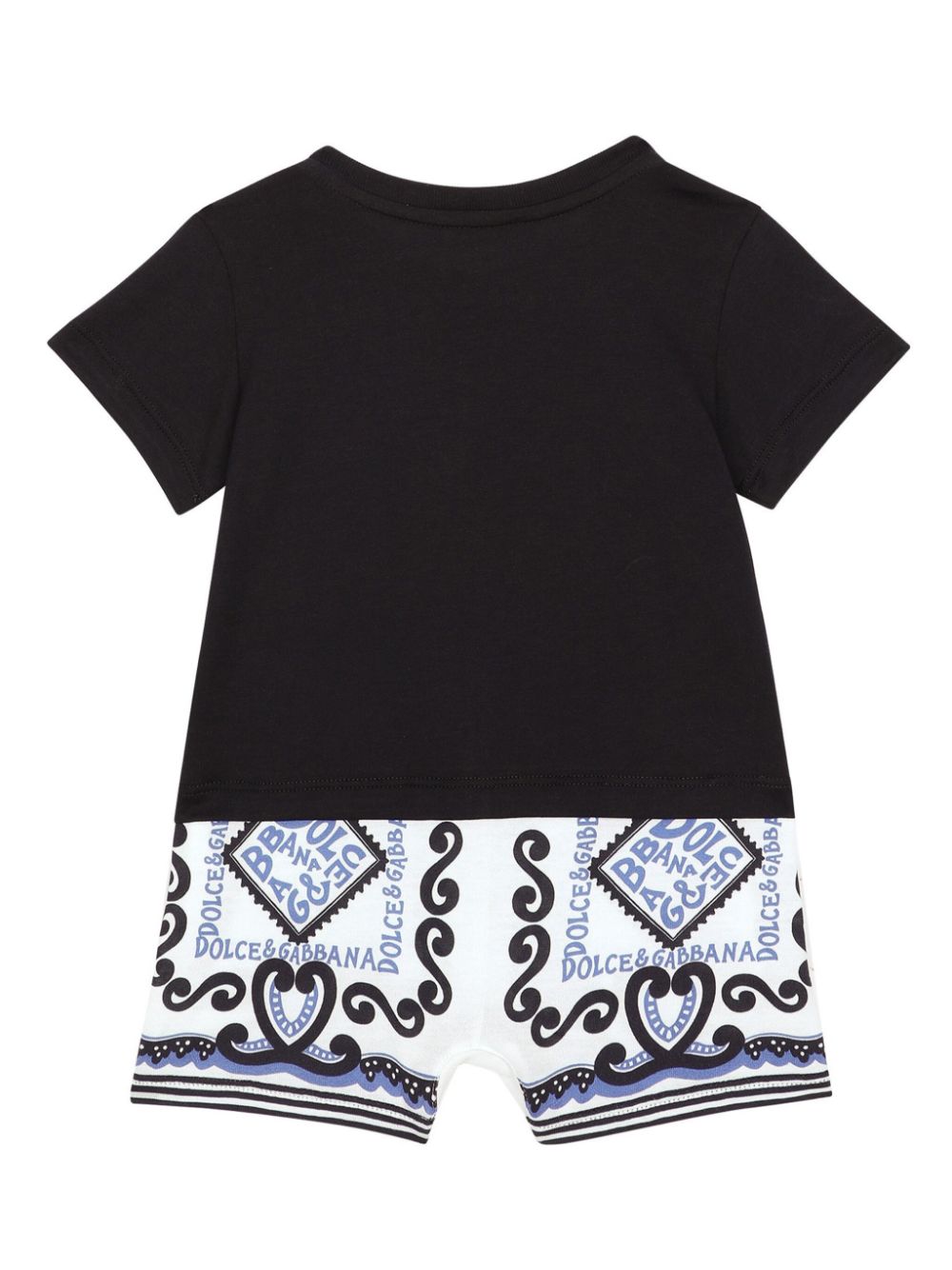 Dolce & Gabbana Kids Katoenen romper met Marina-print Zwart