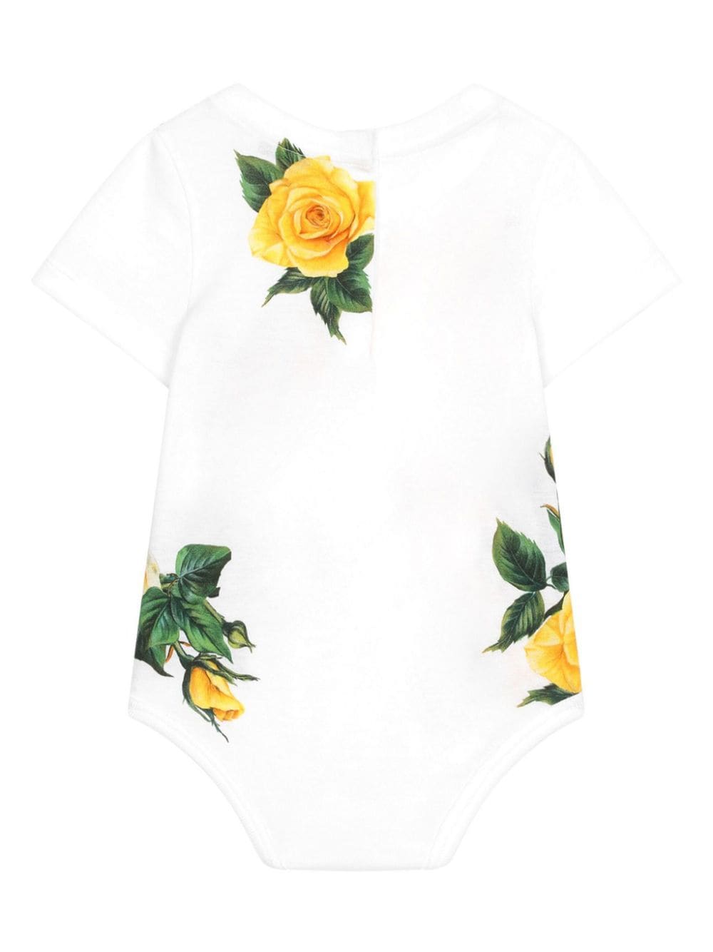 Shop Dolce & Gabbana Rose-print Cotton Bodysuit In White