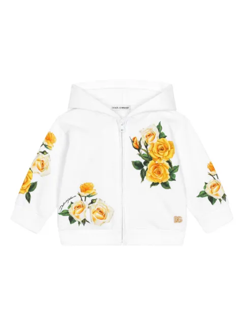 Dolce & Gabbana Kids rose-print hooded jacket