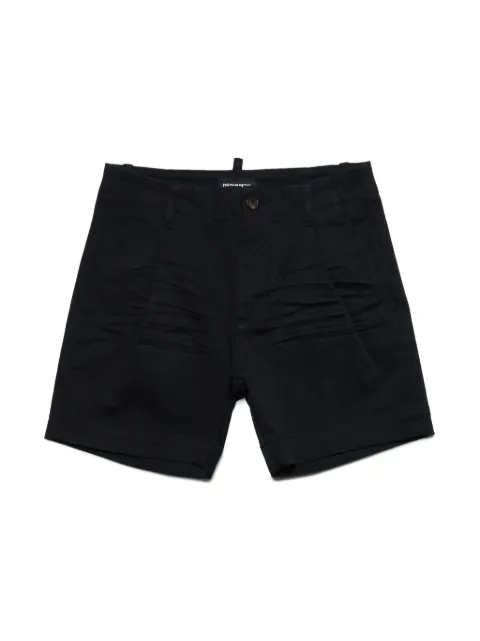DSQUARED2 KIDS logo-appliqué whiskering-effect shorts