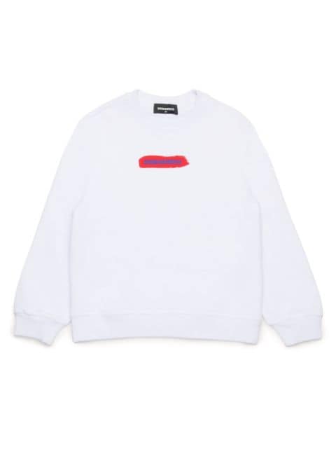 DSQUARED2 KIDS brushstroke logo-print cotton sweatshirt