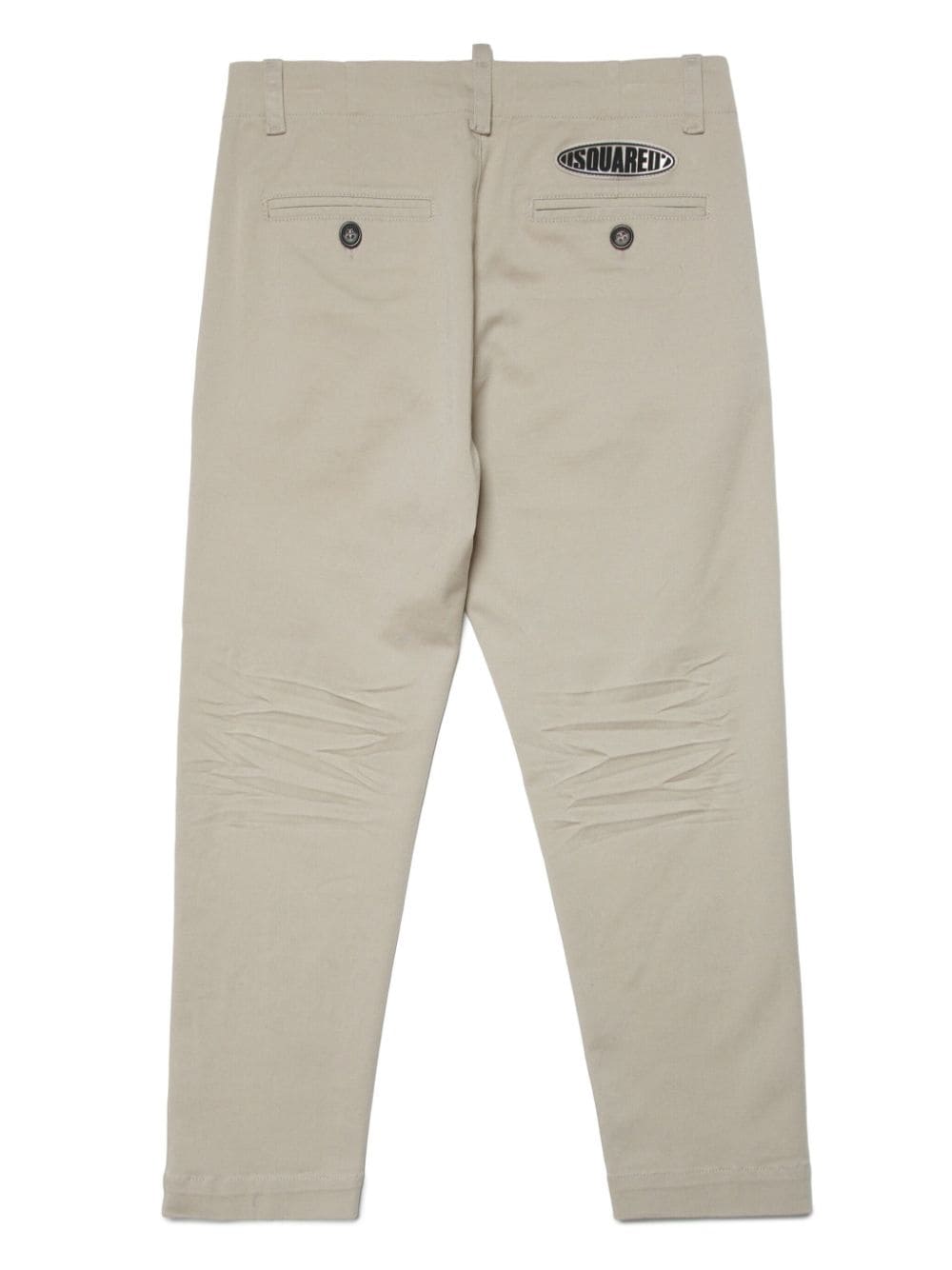 Shop Dsquared2 Rubberised Logo Stretch-cotton Chinos In Neutrals