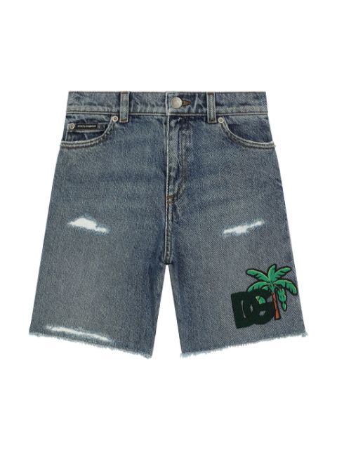 Dolce & Gabbana Kids shorts de mezclilla con aplique del logo