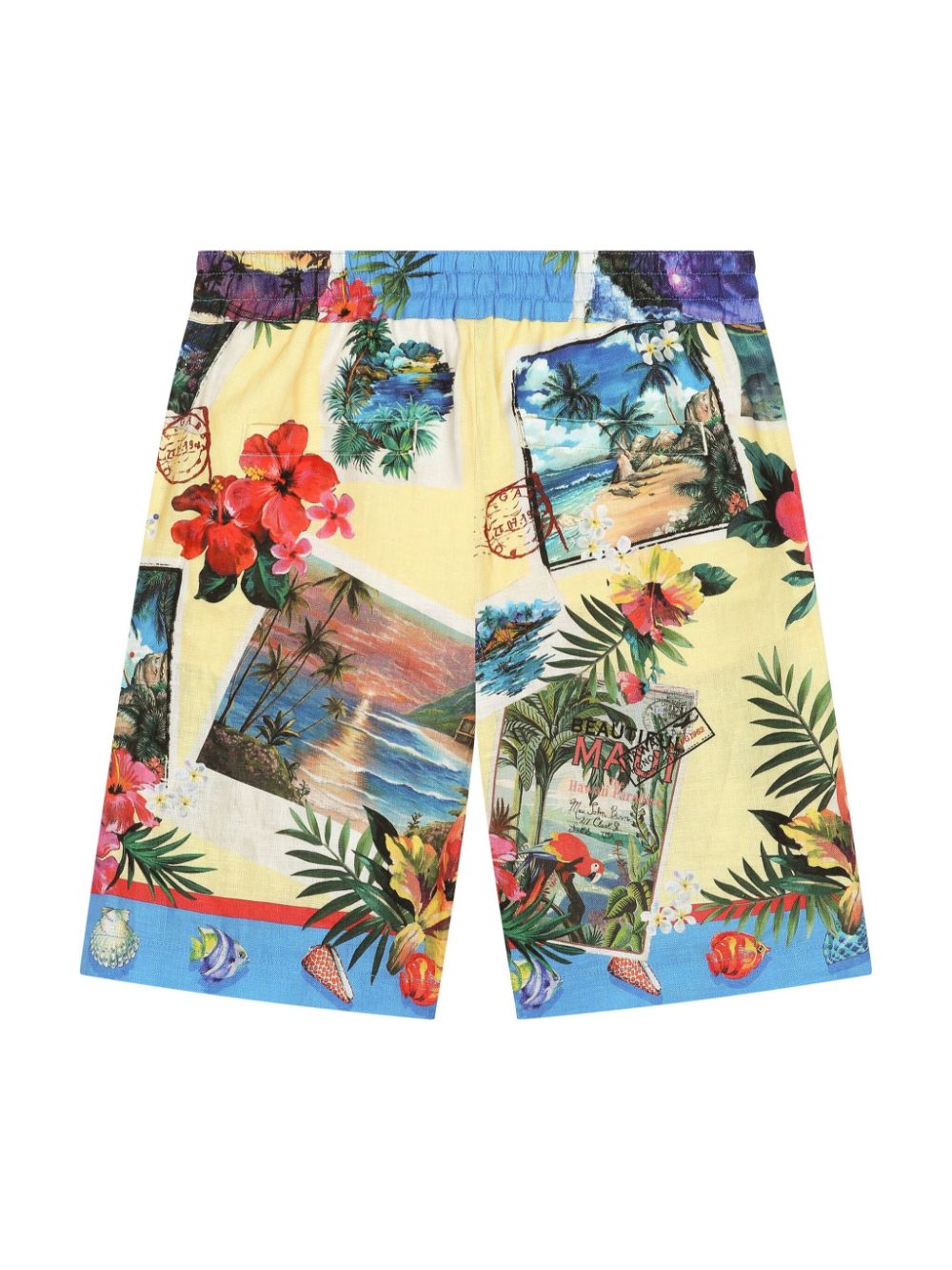 Shop Dolce & Gabbana Hawaiian-print Bermuda Shorts In Yellow