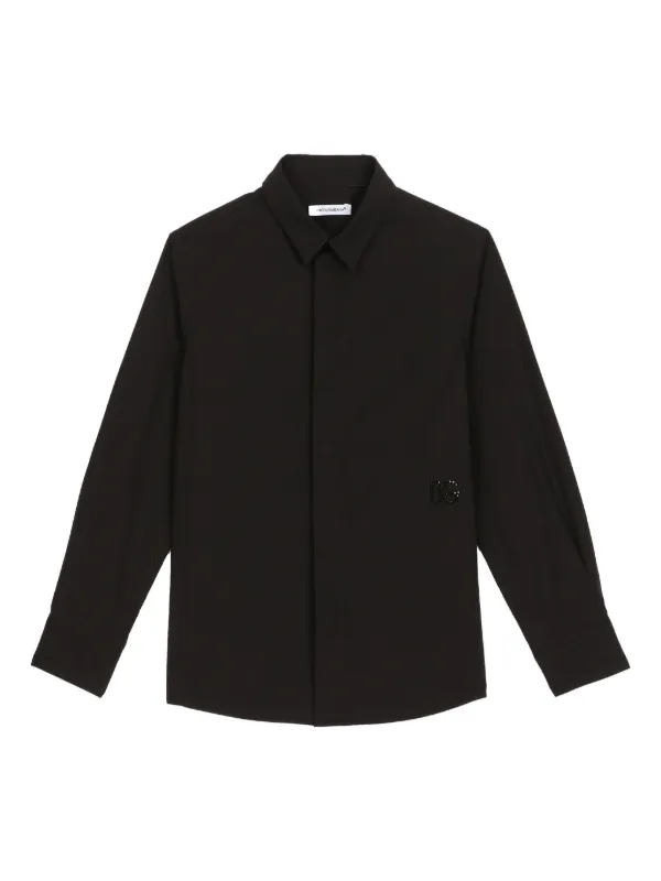 Dolce & Gabbana Kids DG-rhinestone Cotton Shirt | Black | FARFETCH