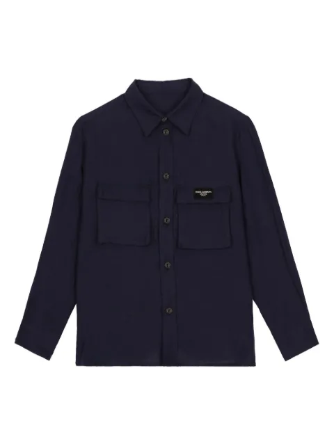 Dolce & Gabbana Kids logo-patch linen shirt