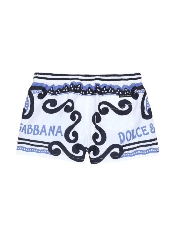 Dolce & Gabbana Kids Marina-print Swim Shorts | White | FARFETCH