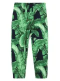 Dolce & Gabbana Kids banana leaf-print cotton jogging bottoms - Green