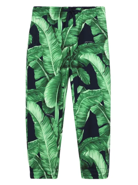 Dolce & Gabbana Kids banana leaf-print cotton jogging bottoms
