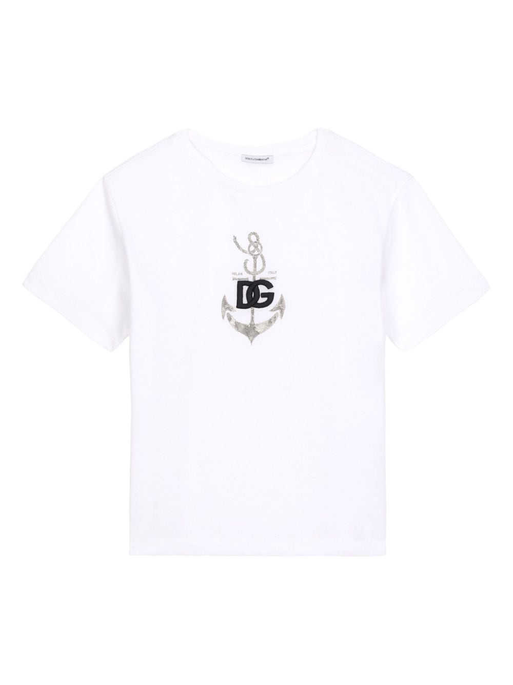 Shop Dolce & Gabbana Dg Anchor-print Cotton T-shirt In White