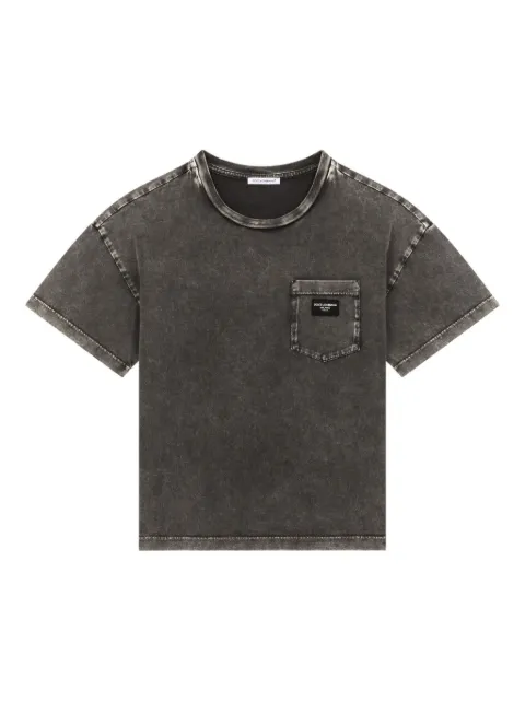 Dolce & Gabbana Kids logo-appliqué faded cotton T-shirt