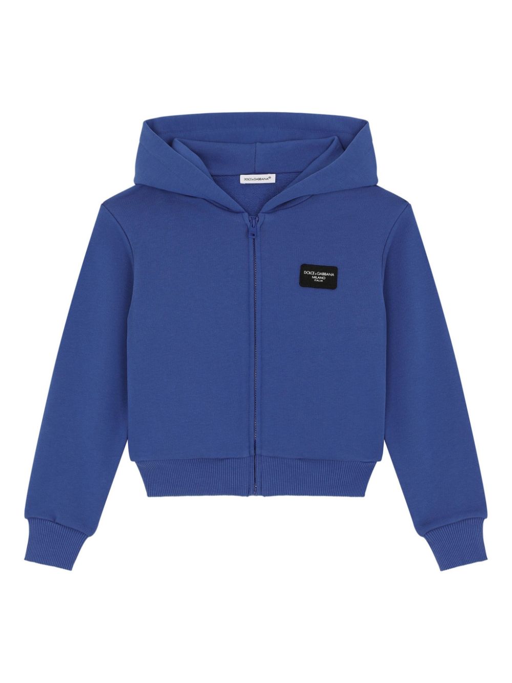 Dolce & Gabbana Kids logo-plaque cotton hoodie - Blue