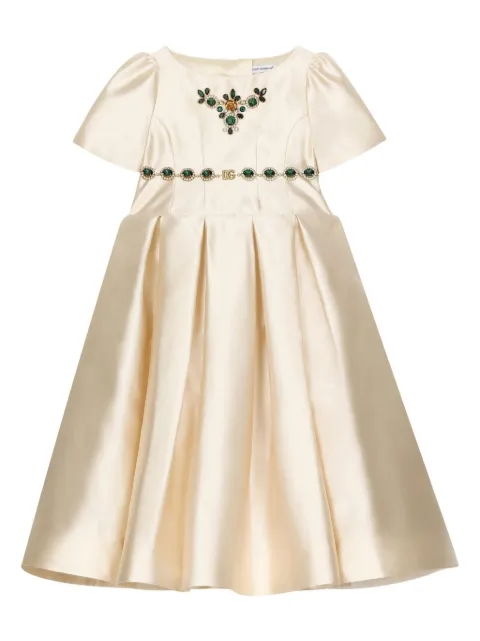 Dolce & Gabbana Kids mikado silk dress with gemstones