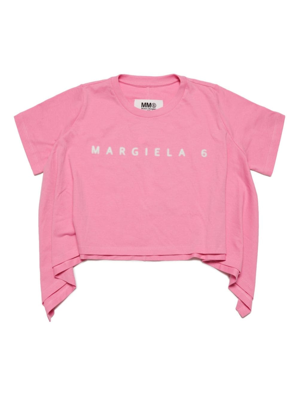 Mm6 Maison Margiela Kids' 不对称logo印花t恤 In Pink