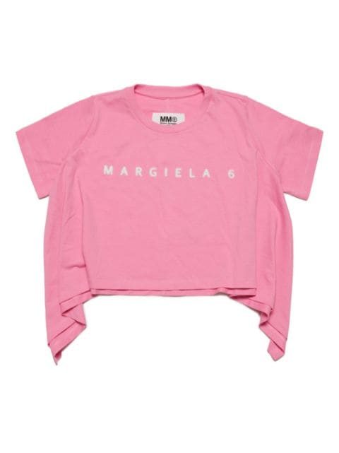 MM6 Maison Margiela Kids asymmetric logo-print T-shirt