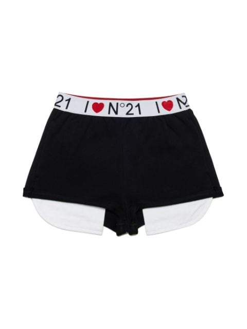 Nº21 Kids shorts a capas con logo en la pretina