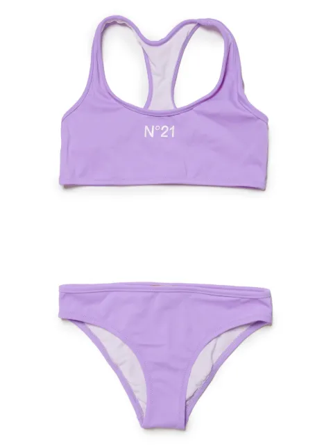Nº21 Kids logo-print racerback bikini