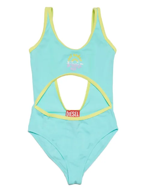 Diesel Kids logo-print cut-out swimsuit