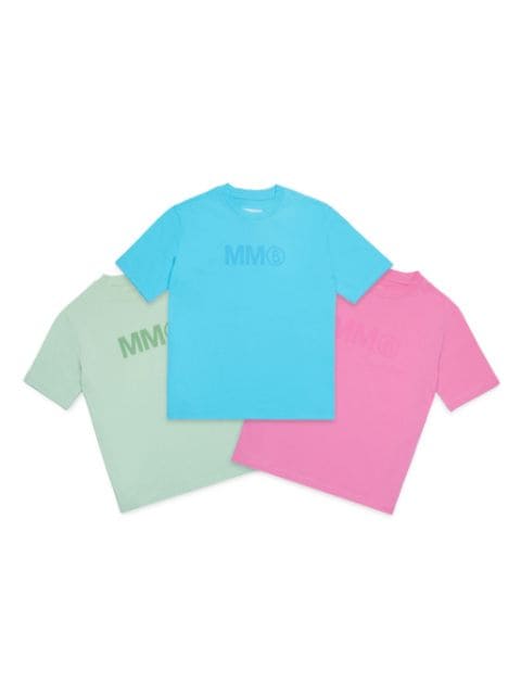 MM6 Maison Margiela Kids pack de tres playeras con logo estampado